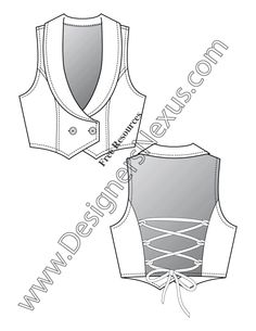 the front and back views of a women's vest with laces on it