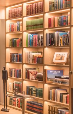 a book shelf filled with lots of books