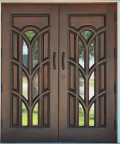 an image of a double door with glass panels on the front and side doors to both sides