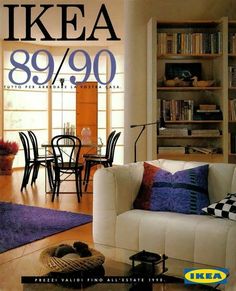 the cover of ikea's 99 / 90 catalog is shown in this living room