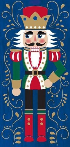 a nutcracker is standing in front of a blue background