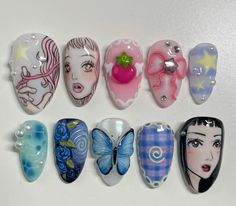 Not mine Butterfly 3d, Painting Butterfly, Paradise Kiss, Kiss Nails, Medium Almond, Nail Tattoo