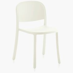 a white plastic chair against a white background