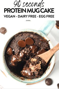 a bowl filled with chocolate protein muffins on top of a white table