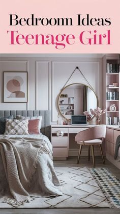 bedroom ideas for teenage girl with pink and white decor in the corner, on top of a bed