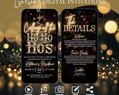 an event flyer with gold glitter and lights