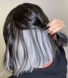 Hunt Or Dye on Instagram: "When you can't decide between two hair colours, why not do both? 😃 📸 - @ans0403 Shop our range of silver/black hair dyes at Hunt Or Dye and become a beautiful. peppered silver fox. 😉 #silverfox #greyhair #blackhair #splitdyehair #newhair #hairstyles #trendyhair #hairtrends #Hairofintagram #instahair # newhair #haircolor #colouredhair" Peekaboo Hair Colors, Hair Dye Tips, White Hair Color, Peekaboo Hair, Hair Color Streaks