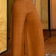 Orcajump - Solid Simple Palazzo Pants, Casual Wide Leg Elastic Waist Pants, Women's Clothing Reddish Orange, Elastic Waist Pants, Pants Casual, Pants Women, Palazzo Pants, Waist Pants, Dance Wear, Fashion Shoes, Elastic Waist