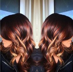 Winter Bayalage, Red Bayalage, Bayalage Hair, Blonde Bayalage, Hair Color Flamboyage, Red And Blonde, Blonde Tips, Copper Hair Color