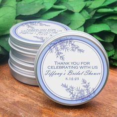 thank you for celebrating with us personalized wedding favors - set of 12 tins