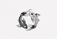 two black and white koi fish in a circle