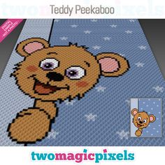 a cross stitch pattern with a teddy bear on it