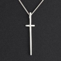 long thin minimalist sterling silver cross pendant Cross Necklaces, Subtle Beauty, Sterling Silver Cross Pendant, Silver Cross Pendant, Sterling Silver Cross, Cross Pendant Necklace, Silver Cross, Cross Pendant, Sterling Silver Chains