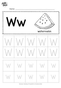 the letter w is for watermelon worksheet with capital and lowercase letters