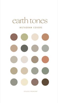 the cover of earth tones instagramm covers, with different colors and sizes on it