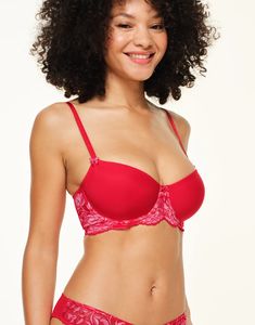 Whether you're going on a date or just hanging out, this unlined demi will make you feel confident & sexy all day long. With a smooth cup, mesh sling on the cups for added support, & convertible straps, this red lace bra will look & feel great under any outfit. (Available in sizes 30A-38DD.) Red Lace Bra, Going On A Date, Adore Me, Elastane Fabric, Red Lace, Lace Bra, Feeling Great, Feel Confident, Dark Red