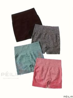 Peilia - Set of 4 High-Quality Seamless Yoga Shorts in Solid Colors | Summer Collection | High Waist Design for Enhanced Fit and Butt Lifting | Ideal for Yoga, Sports, Running, and Fitness | Womens Activewear Seamless Yoga Bottoms, Seamless Sports Bottoms, Seamless Stretch Sports Bottoms, Seamless Elastic Shorts For Sports, Seamless Elastic Yoga Activewear, Seamless Elastic Activewear For Yoga, Seamless Gym Bottoms, Elastic Seamless Athleisure Activewear, Sporty Seamless Gym Bottoms