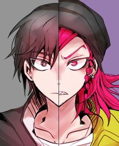 two anime characters with different colored hair