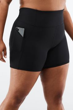 Oasis PureLuxe High-Waisted 6'' Short Fabletics black female Activewear >> Womens >> Bottoms >> Shorts PureLuxe plus Training/Yoga and Studio 4-Way Stretch/Chafe-Resistant/External Pocket/Moisture-Wicking/Pockets/UPF Protection Buttery-soft pocket style in PureLuxe Black Bottoms For Light Exercise, Tennis Skirts, Mid Rise Shorts, Tennis Clothes, Kate Hudson, Womens Workout Outfits, Lightweight Shorts, Boot Camp, Complete Outfits