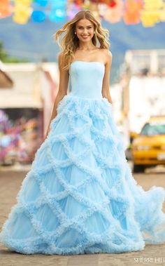 Ruffle Pattern, Straight Across Neckline, Sherri Hill Prom, Sherri Hill Prom Dresses, Prom Dress Stores, Prom Designs, Designer Prom Dresses, Dresses 2023, Strapless Maxi Dress