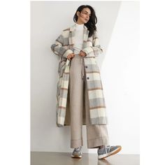 Cozy Up In This Stunning Plaid Trench Coat For Fall And Winter Walks. Plus, It’s The Perfect Oversized Travel Coat That Will Layer With Anything! Fit Type: Regular Fit How It Fits: No Stretch Fabric: 100% Polyester Care Instructions: 1.Machine Wash At Or Below 30c 2.Do Not Bleach 3.Line Dry In Shade 4.Iron Cool (Max 110) 5.Dry Clean, Tetrachloroethylene(Pce) Only Please Note: The Images Represent Actual Product Though Color Of The Image And Product May Slightly Differ. Travel Coat, Coat For Fall, Plaid Trench Coat, Oversized Trench, Oversized Trench Coat, Check Skirt, Black Blouse Long Sleeve, Color Block Cardigan, Sleeveless Cardigan