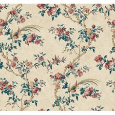 a wallpaper with flowers and birds on it