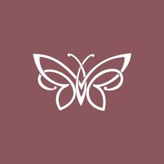 a white butterfly logo on a maroon background