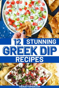 Greek Dip Recipes Greek Finger Food Party Appetizers, Greek Whipped Feta Dip, Mediterranean Dips Recipes, Greek Appetizers For Party, Mediterranean Dips Appetizers, Greek Dips Recipes, Mediterranean Dips And Spreads, Mediterranean Diet Appetizer Recipes, Greek Potluck Ideas