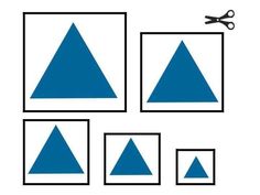 four blue triangles are shown with scissors in the middle