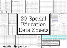 the back cover of 20 special education data sheets