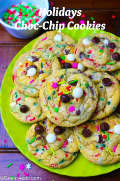 Cream cheese chocolate chip cookies with christmas sprinkles Cream Cheese Chocolate Chip, Cream Cheese Chocolate Chip Cookies, Brown Butter Cookies, Frozen Cookies