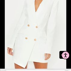 Brand New White Blazer, Blazer Buttons, Gold Buttons, Blazer Dress, The White, Women's Blazer, Color White, White Gold, Size 6