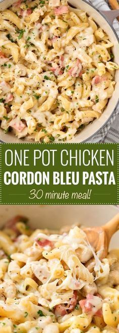 one pot chicken cordon bleu pasta is an easy and delicious dinner recipe