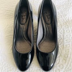 Comfy, Cute, Cushiony 2 1/4 In. Heel Life Stride Pumps. Tried On But Never Worn Black Cushioned Heels For Formal Occasions, Classic Black Heels With Cushioned Footbed, Classic Black Synthetic Court Shoes, Black Heels With Ortholite Insole, Medium Width, Women Life, Black Pumps, Shoes Women Heels, Shoes Heels, Pumps