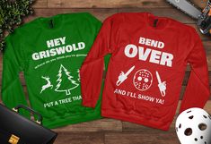 Set of 2 CREWNECK SWEATSHIRTS Remember the 1980s Christmas movies about a particular vacation that Griswold family had? Relive the classics at any party! * All of our items are handmade and made to order! * All of our products are high quality, name brand apparel like Gildan, Anvil, M&O and Bella & Canvas. The brand and style of garment is always specific to the listing/design. If you would like a certain design printed on something different than what's shown in the listing, or would like to know the brand used for a given listing, please send us a message! Sizes Available: Small, Medium, Large, XL and 2XL.  (please get in touch if you need something larger) -> All USA orders shipped direct with USPS & full tracking! <- For hygienic reasons we do not accept returns however if we made mist Couples Christmas Sweaters, 1980s Christmas, Brand Apparel, Movie Christmas, Griswold Family, Couples Christmas, Christmas Couple, Christmas Vacation, Christmas Movies