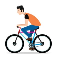 a man riding a bike on a white background