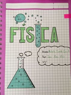 a notebook with the words fisla written on it and a test tube next to it