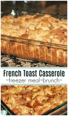 french toast casserole freezer meal - brunch with text overlay