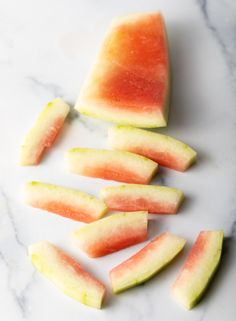 slices of watermelon on a marble surface