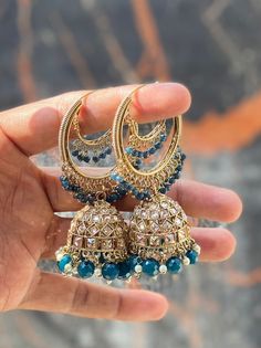 Jhoomka Earrings, Fancy Earrings Classy, Desi Earrings, Hoop Jhumka, Golden Jhumka, Punjabi Jewellery, Desi Jewelry, Indian Jhumka