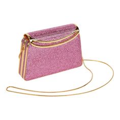 Judith Leiber Pink Swarovski Crystal Minaudière Clutch Evening Bag Purse | See more vintage Evening Bags and Minaudières at https://www.1stdibs.com/fashion/handbags-purses-bags/evening-bags-minaudieres in 1stDibs Judith Leiber Bags, Fancy Purses, Crystal Purse, Acrylic Bag, Expensive Bag, Pink Clutch, Crystal Bags, Pink Swarovski, Beaded Handbag