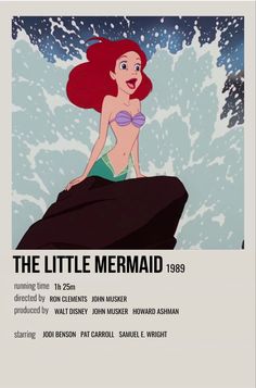 the little mermaid movie poster with an image of a woman sitting on top of a rock