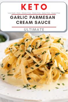 Creamy Keto Fettuccine Alfredo with Homemade Noodles Keto Fettuccine Alfredo, Garlic Parmesan Cream Sauce, Keto Pasta Recipe, Low Carb Noodles, Pasta Recipes Alfredo, Fettuccine Alfredo Recipes, Pasta Alternative, Parmesan Cream Sauce, Low Carb Casseroles