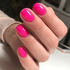 Dazzle is a HOT pink that is sure win over even the toughest client. Luxio is 100% pure gel that is odorless and solvent free. Because it is not mixed with polish like some other brands, it offers more durability without any of the traditional side effects. ​Our favorite things about Luxio over other brands: does not dry or thin the natural nail excellent adhesion (no aggressive nail prep or filing needed) nice silky texture applies easily and does not run into the cuticle 30 second LED cure, 2 Gel Non Acrylic Nails, 2024 Summer Short Nails, Short Round Hot Pink Nails, Natural Hot Pink Nails, Bright Pink Nails Ideas, Short Fuschia Nails, Bright Pink Manicure, Flashy Pink Nails, Spring Nails For Work