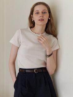 This is a minimal and feminine top by AMONG that is made out of high quality and sturdy material. With distinctive mood of the design and comfortable wear, you can style it for your casual daily outfit.- Round neckline and terry fabric- Basic and slim silhouette- Minimal and feminine mood Feminine Top, Terry Fabric, Basic T Shirt, Daily Outfits, Round Neckline, High Quality, Fabric, How To Wear, T Shirt