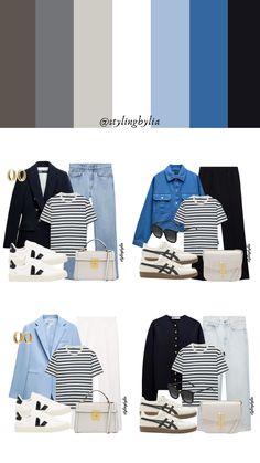 Stripes tee outfit inspo Blue Black White Outfit, Stripe Tee Outfit, Bright Winter Outfits, Preppy Chic Outfits, Looks Jeans, Sweet Clothes