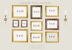 7 Gallery Wall Layouts Guaranteed to Impress - Oak & Grain Home Gallery Wall With Sconces, Gallery Wall Layouts, Gallery Wall Sizes, Wall Hanging Arrangements, Entryway Gallery Wall, Gold Gallery Wall, Gallery Wall Template, Hallway Gallery Wall, Small Gallery Wall