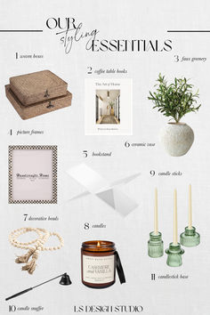 an assortment of items that include candles and other things