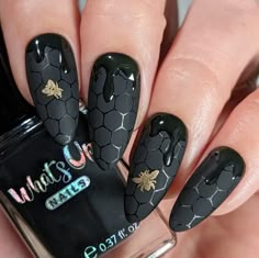 Fall Matte Nails, Galaxy Nail, Bee Nails, Witchy Nails, Goth Nails, Her Nails, Get Nails, Nails Black, Nails And Makeup