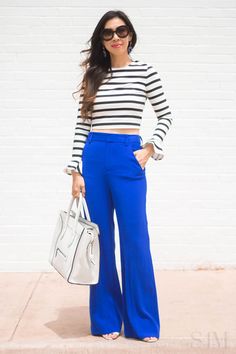 Cobalt Pants Outfit, Cobalt Pants, Cobalt Blue Outfit, Cobalt Blue Pants, Royal Blue Outfits